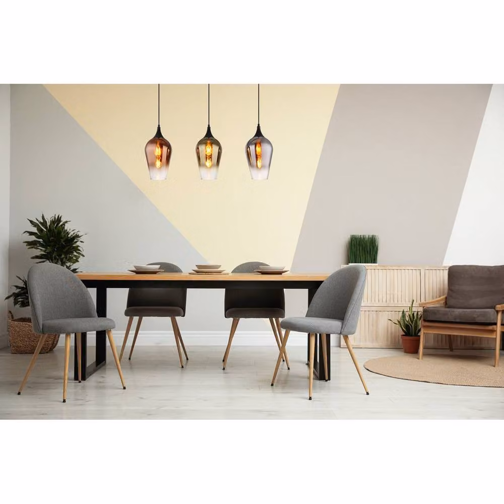 Globo Lighting Bar Pendant Light in Black Metal with Three Multicolour Glass Shades, Width: 83 cm, Height: 120 cm – 3