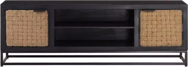 Berkfield Home Industrial TV Cabinet in Black Solid Mango Wood, W/D/H: 120 x 30 x 40 cm – 1