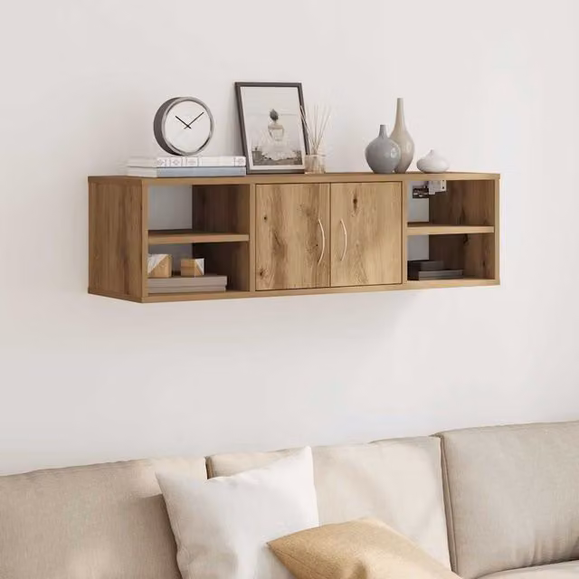 Berkfield Home Artisan Oak Wall Cabinet in Brown, W/D/H: 101 x 30 x 29 cm