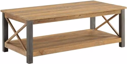 baumhaus Urban Elegance Reclaimed Coffee Table in Brown with Solid Wood and Steel Frame, W/D/H: 119 x 59 x 43 cm – 1