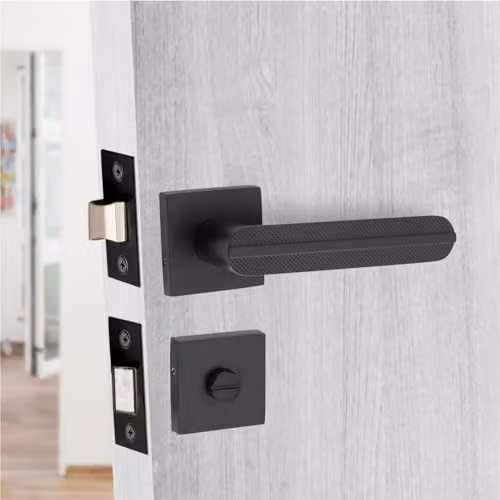 Golden Grace Lima Square Rose Door Handles in Matt Black Finish – 3