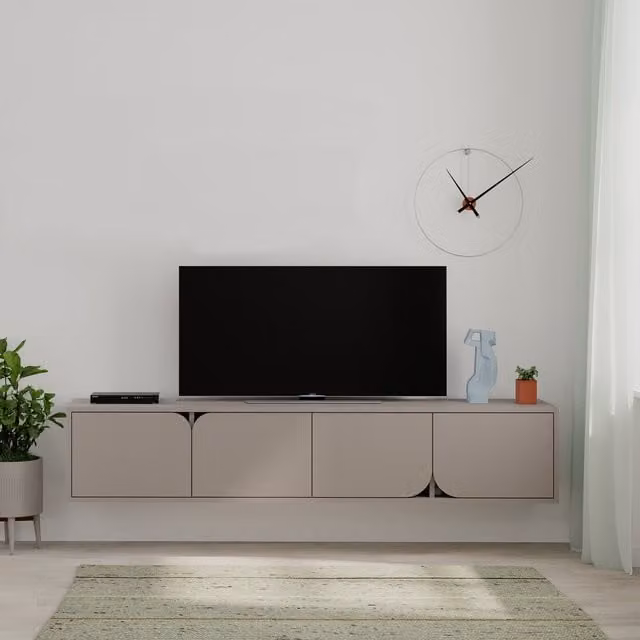 Decortie Spark Modern TV Unit Multimedia Centre with Storage in Grey and Brown