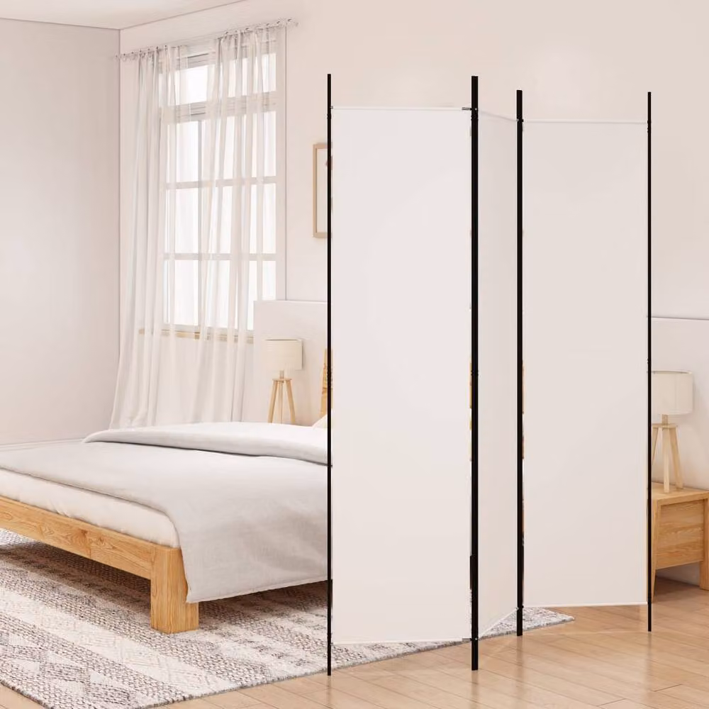 Berkfield Home 3-Panel Fabric Room Divider, White, H 200 cm x W 150 cm – 2