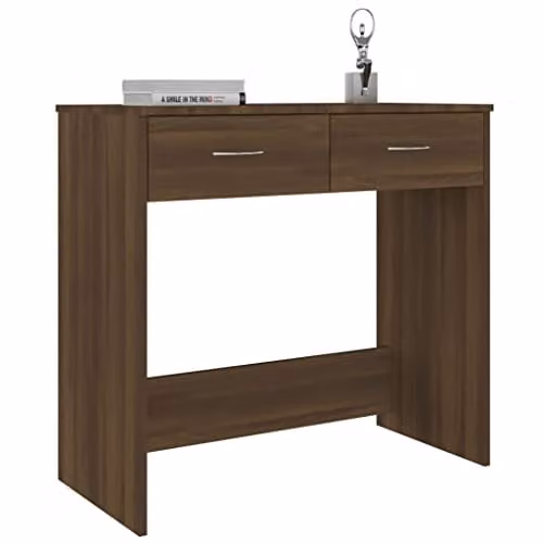 vidaXL Modern Writing Desk in Brown Oak, W/D/H: 80 x 40 x 75 cm – 4