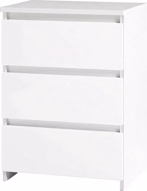 FORGEVIO Modern White Bedside Table with 3 Drawers – 1