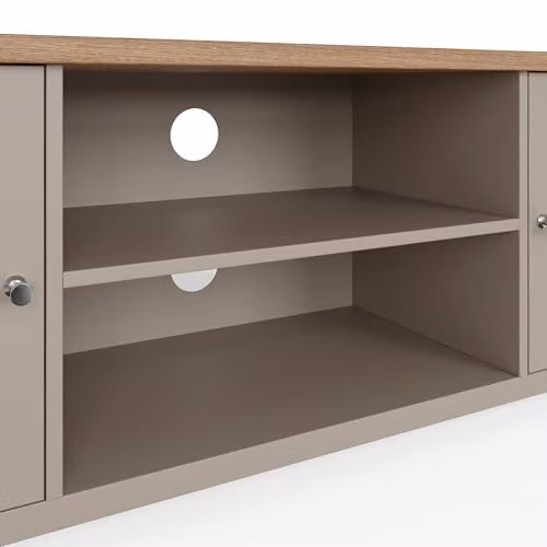 GFW Lancaster Large TV Unit in Grey and Oak with Integrated Cable Management, W/D/H: 130.0 x 39.5 x 49.5 cm – 3