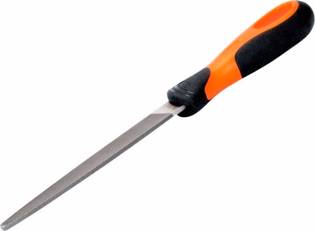 Bahco ERGO Tapered Edge Flat File, Second Cut, 200mm, Red and Orange