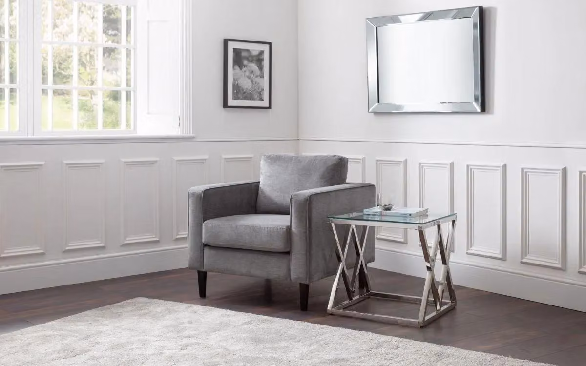 Ashfield Grey Chenille Fabric Modern Armchair – 5