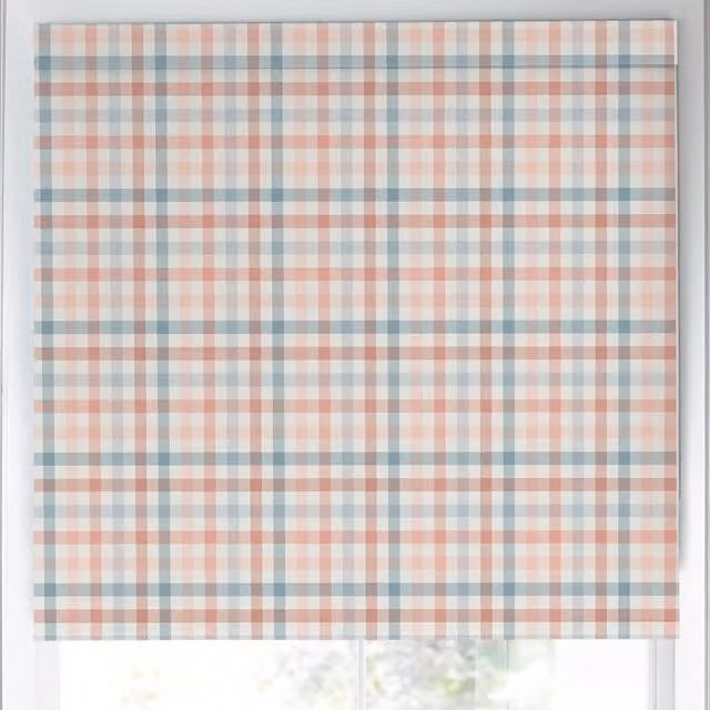 Laura Ashley Cove Check Translucent Made to Measure Roller Blind in Blush Pink