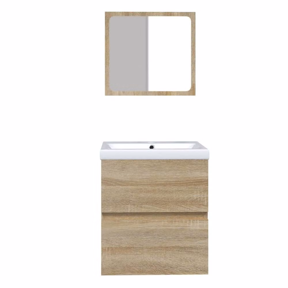 Berkfield Home Modern Wall Mounted Bathroom Vanity Unit and Mirror Cabinet Set in Sonoma Oak Brown, W/D/H: 76.7 x 45.0 x 41.0 cm – 3