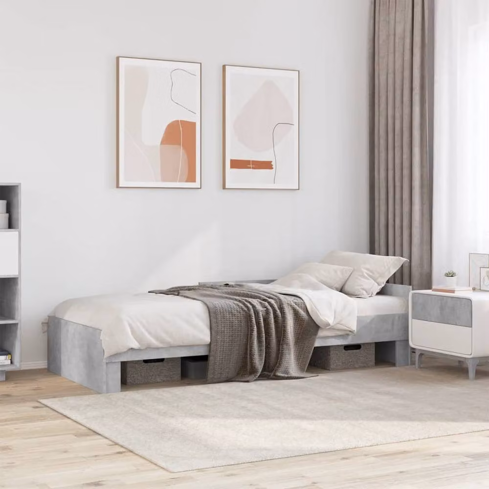 Berkfield Home Restful Small Single Bed Frame in Concrete Grey with Drawers – 2
