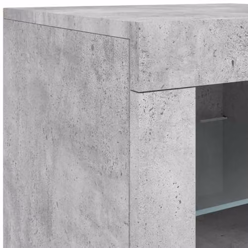 vidaXL Modern Side Cabinet with LED Lights in Concrete Grey and Multicolour Engineered Wood and Glass, W/D/H: 67 x 41 x 37 cm – 5