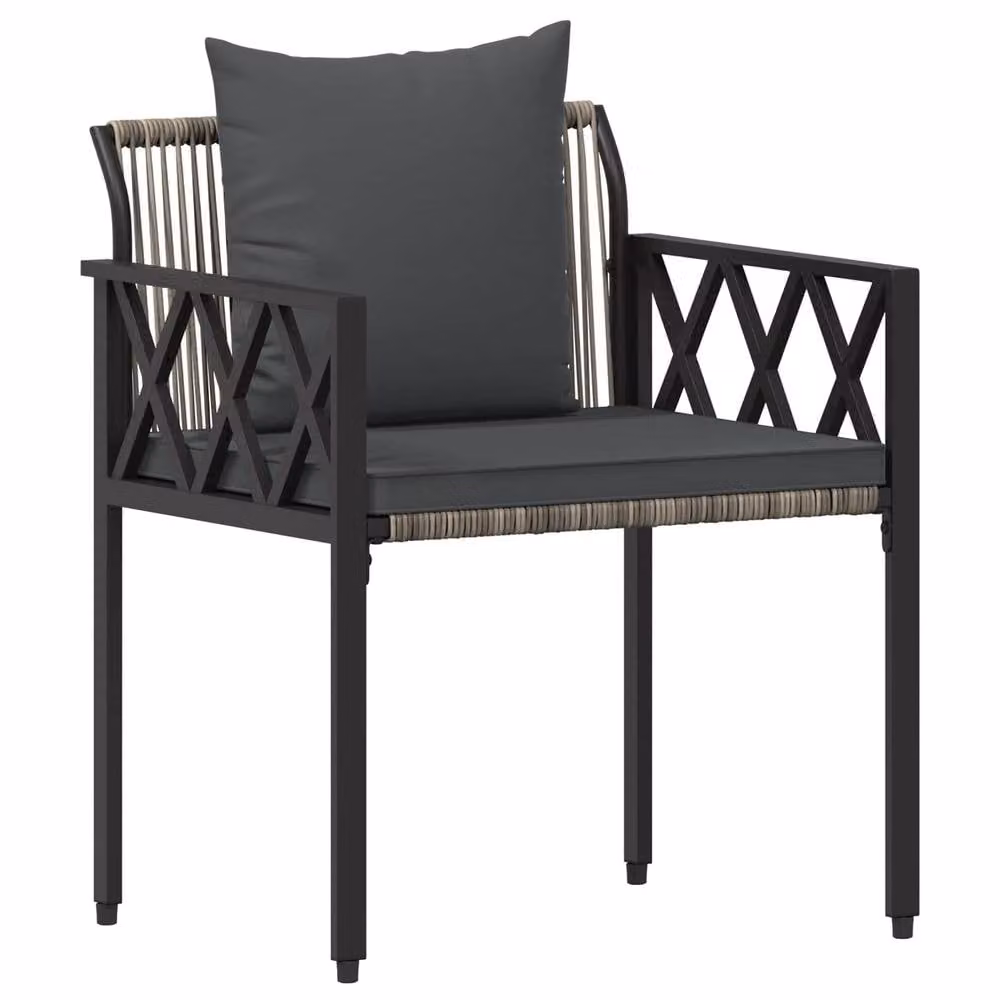 Berkfield Home 3 Piece Outdoor Furniture Set in Grey and Dark Grey Poly Rattan – 3