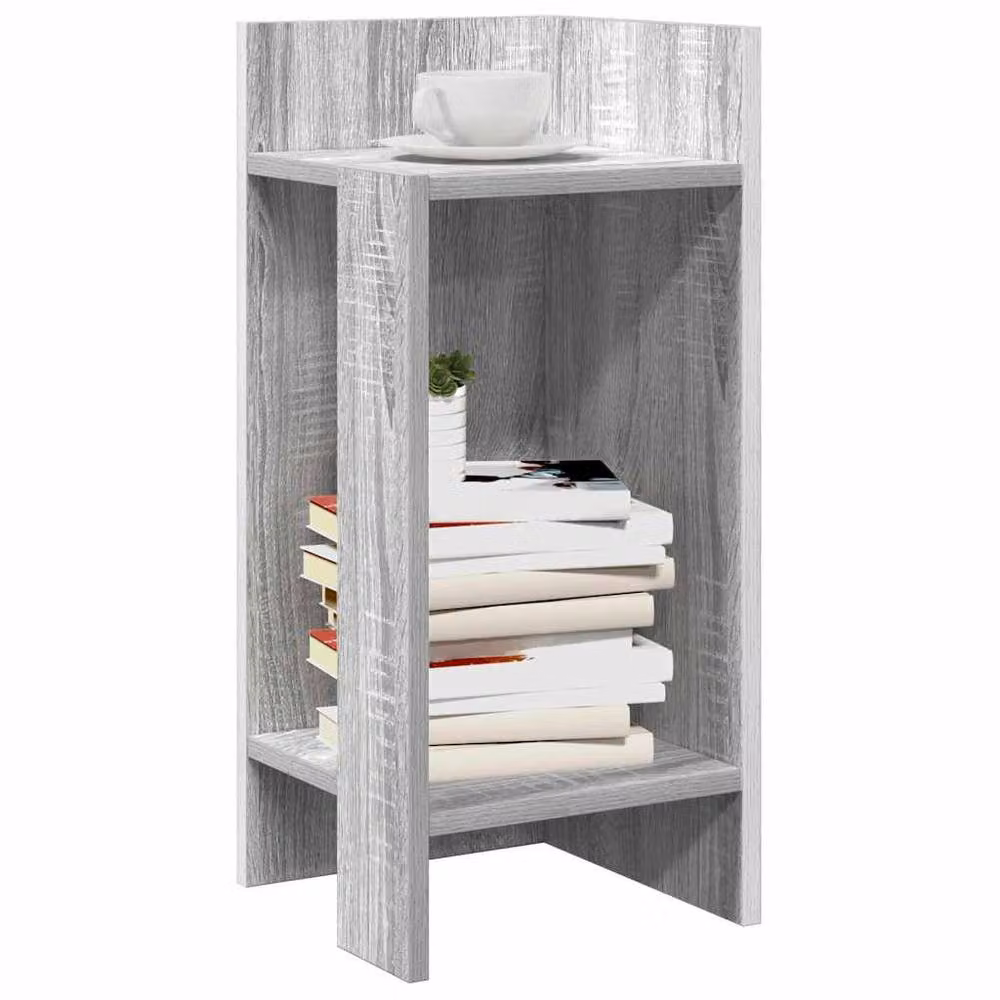 Berkfield Home Set of 2 Modern Side Tables with Shelf, Grey Sonoma, W/D/H: 25.5 x 27 x 60 cm – 2