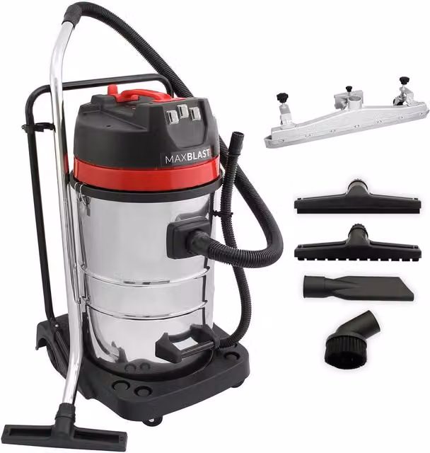 Monstershop MAXBLAST 80L Industrial Vacuum with Floor Nozzle Attachment in Silver or Black – 1
