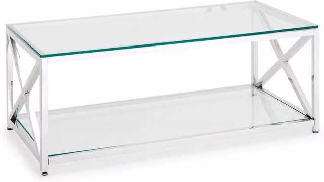 Cheshire Monaco Rectangular Glass and Silver Coffee Table