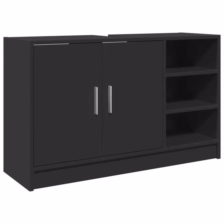 Berkfield Home Black Modern Matt Sink Cabinet W/D/H: 90 x 29 x 55 cm