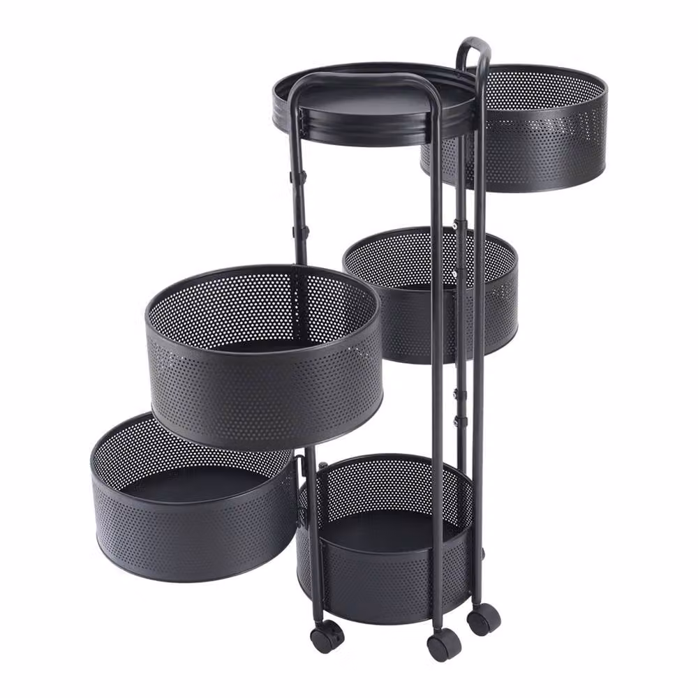 Garden Sanctuary 5-Tier Rotating Kitchen Storage Rack in Matt Black Metal – 3