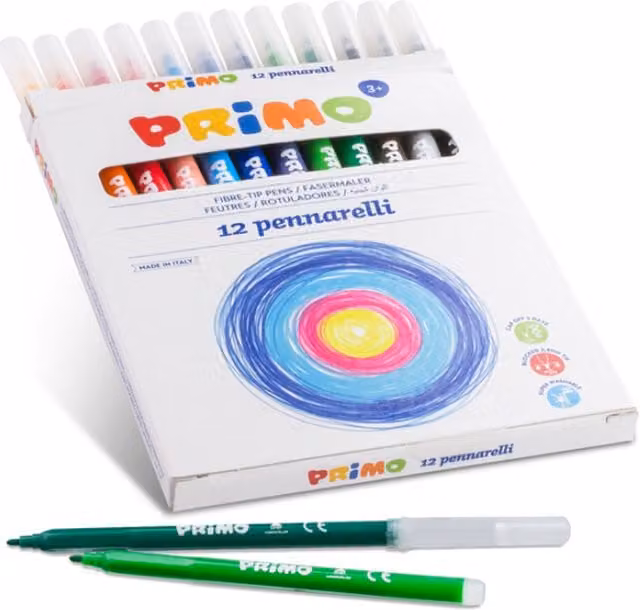 Primo 12 Fine Tip Fibre Pens in 6 Multicolour Shades