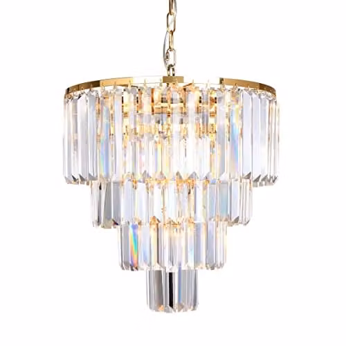 Netlighting Amedeo Pendant Ceiling Light in Gold and Transparent Glass with 5x E14 Sockets