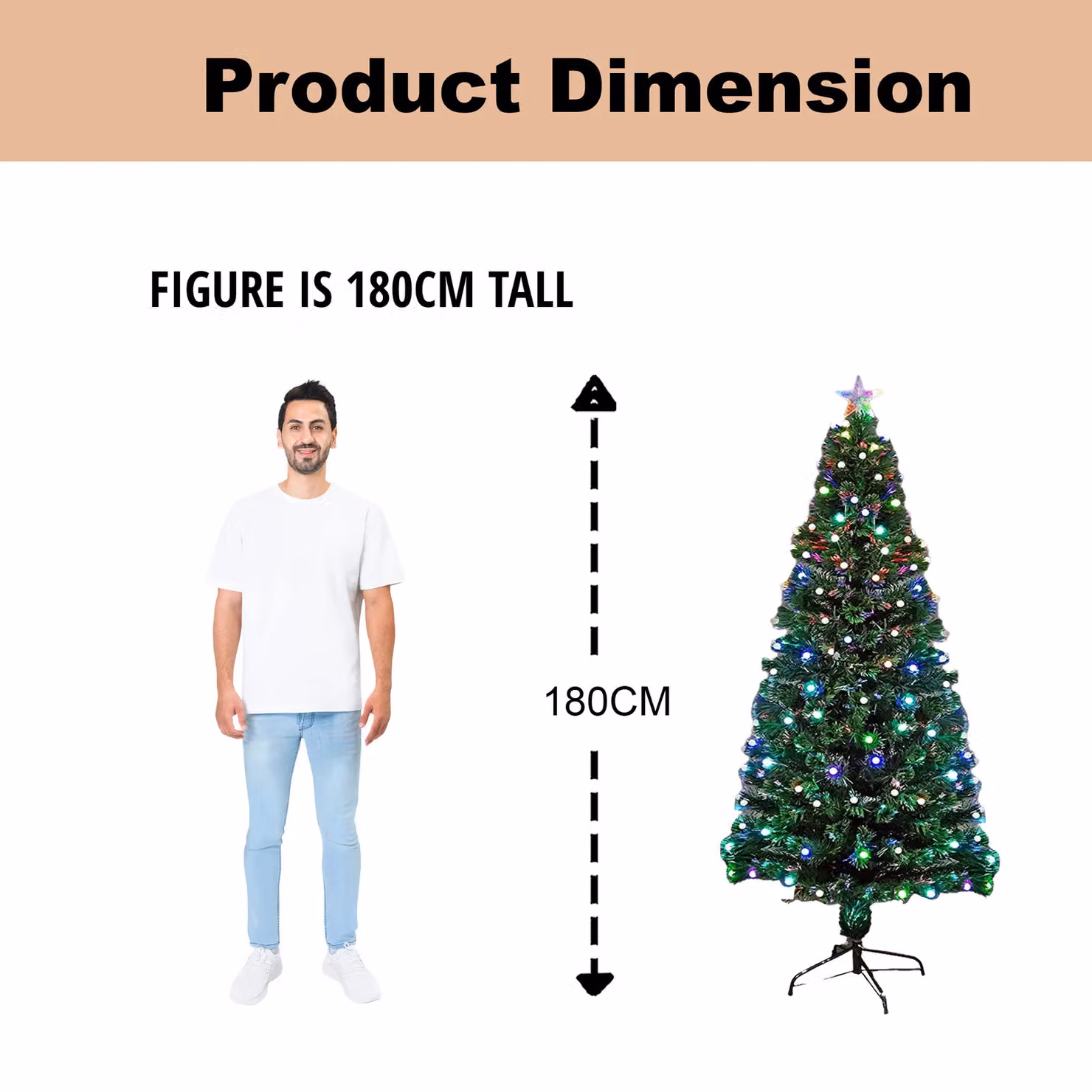 Shatchi Berries Balls Fibre Optic LED Pre-Lit Christmas Tree in Green, Height: 180 cm – 8