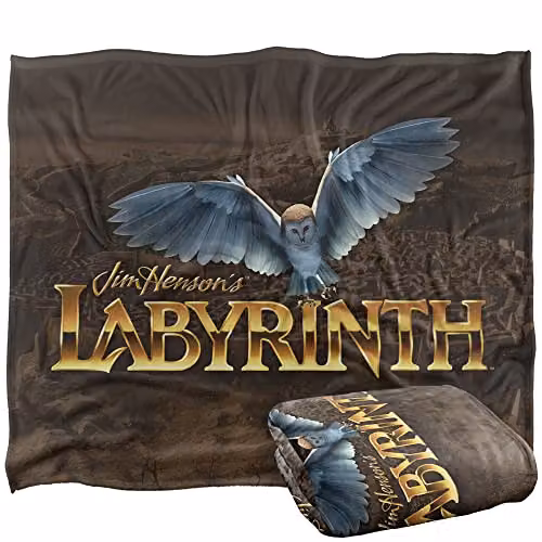 LOGOVISION Jim Henson Labyrinth Owl Logo Maze Super Soft Fleece Throw Blanket in White, W/D/H: 152 x 127 cm