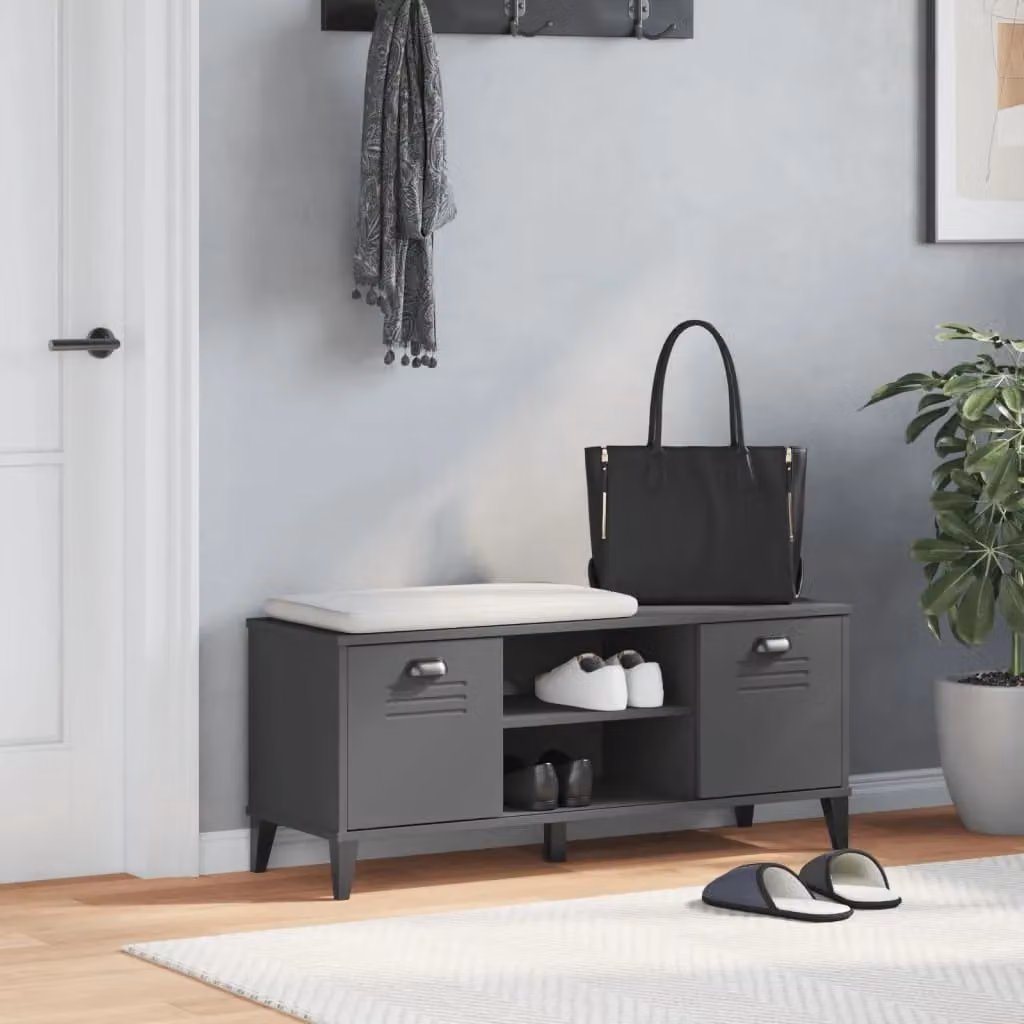 Berkfield Home VIKEN Shoe Bench in Anthracite Grey and Black, W/D/H: 106 x 35 x 45 cm – 2