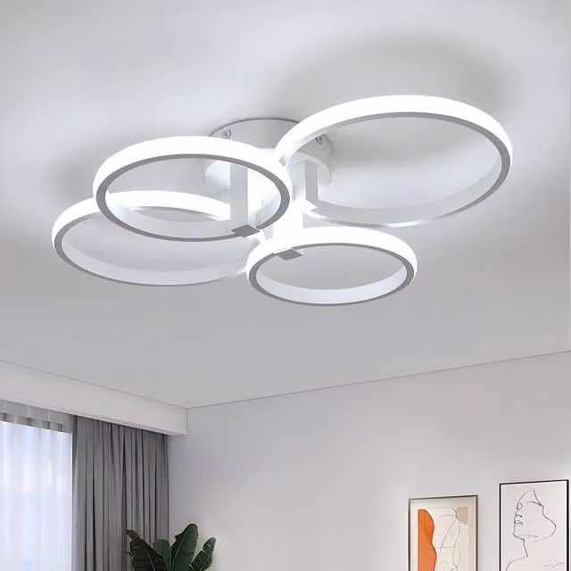 Goeco Modern Round LED Ceiling Light, 56W, White Acrylic and Aluminium, 6500K Cool White – 1