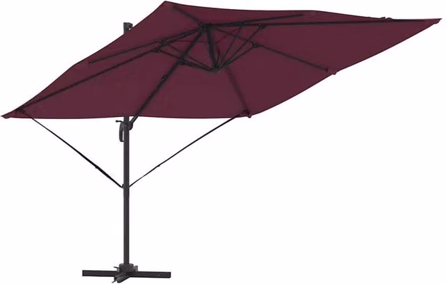 Berkfield Home Roma Cantilever Parasol in Bordeaux Red Aluminium, W/D/H: 286 x 285 x 265 cm