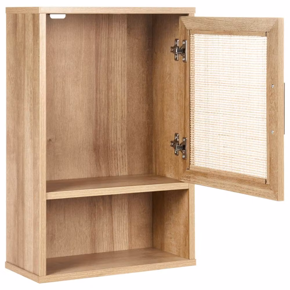 Wyld and Coco Brown Wall Mounted Cabinet with Rattan MDF Doors, W/D/H: 40 x 19 x 60 cm – 3