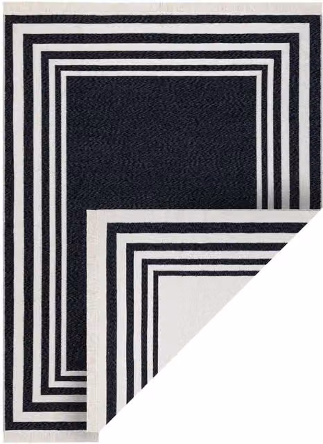 RugsX Twin Reversible Cotton Rug in Black, W: 80 cm, L: 300 cm