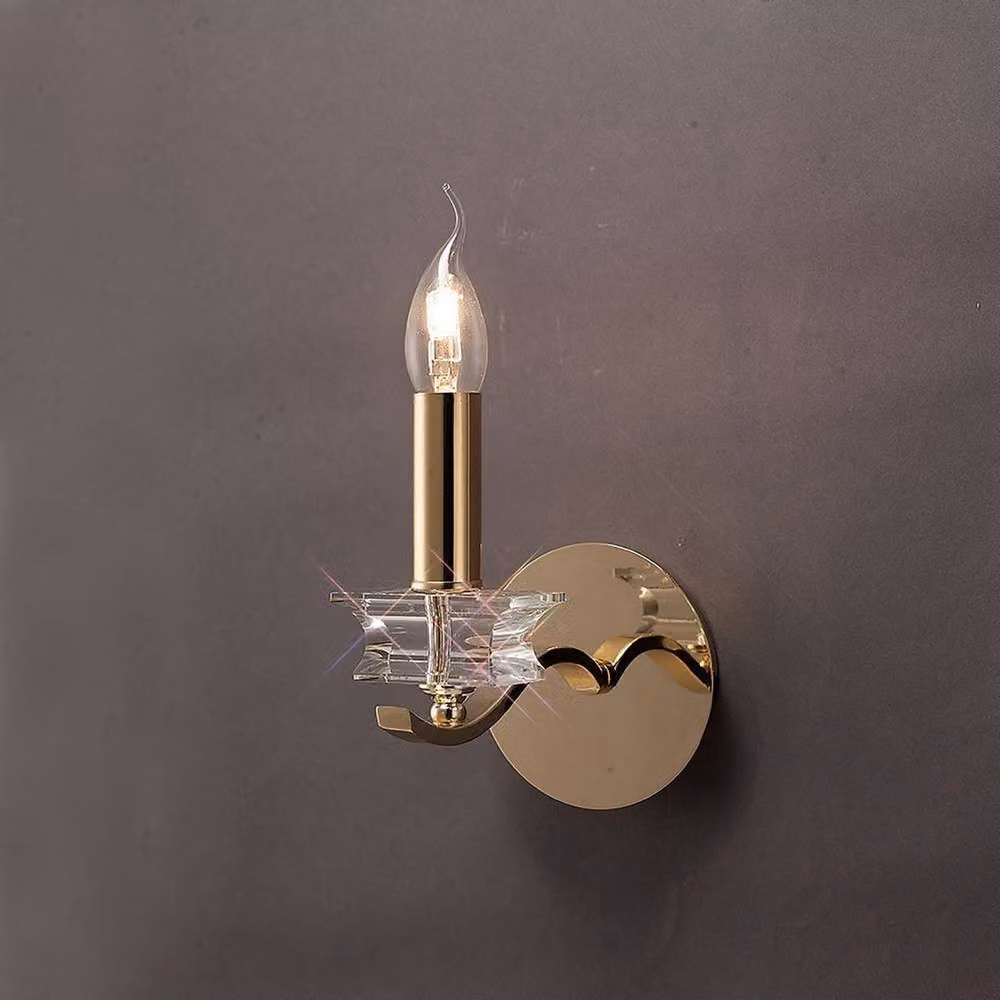 Netlighting Nydia Wall Lamp in Gold with Crystal and Metal Details, E14 – 2