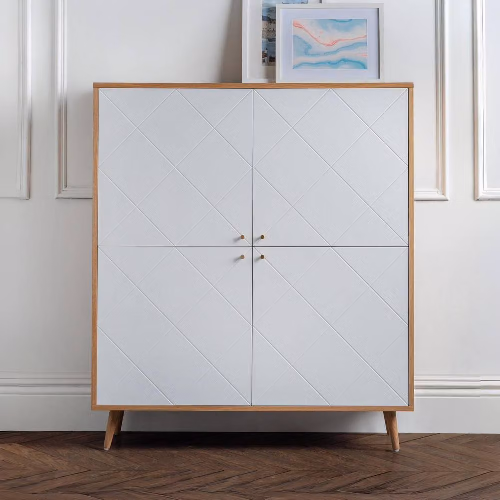 Cheshire Premium Morven 4 Door Freestanding Cabinet in White and Oak – 3