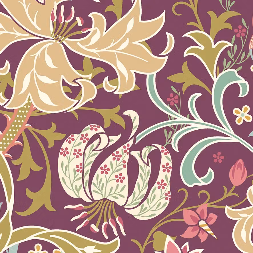 Origin Murals Trailing Lily Floral Wall Mural in Purple, W: 350 cm, H: 280 cm – 3