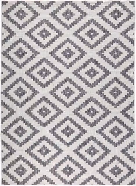 THE RUGS Malta Reversible Indoor Outdoor Flatweave Polypropylene Rug in Grey, W: 80 cm, L: 350 cm