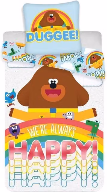 Hey Duggee Childrens Duvet Cover and Pillowcase Set, Multicolour, W/D/H: 140 x 200 cm and 90 x 200 cm