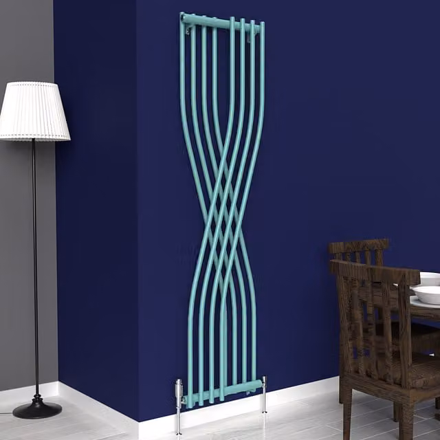 Lux Heat Xtreme Vertical Steel Wall Mounted Radiator in Green and Turquoise, H: 177.5 cm x W: 45.0 cm