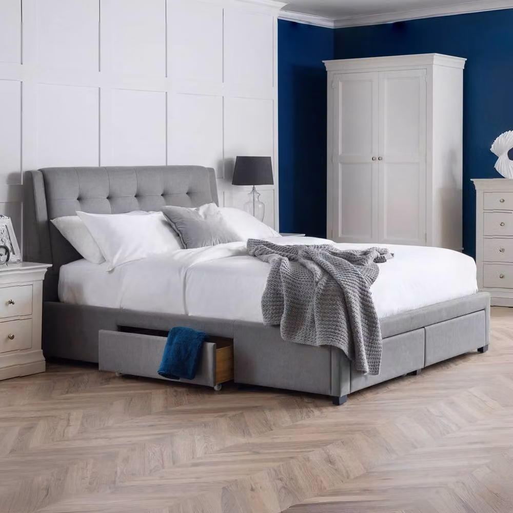 Cheshire Modern Upholstered 4 Drawer Bed in Grey, Double (135cm) – 3