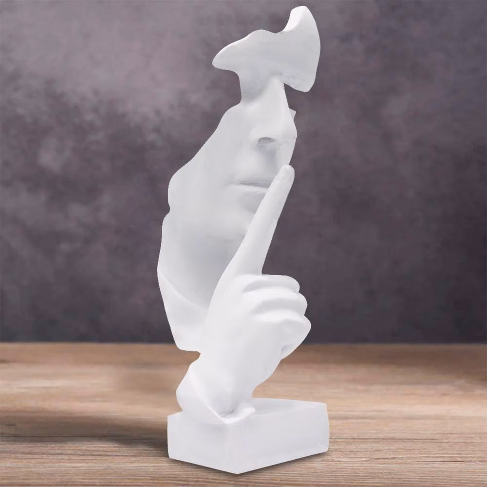 Huhote White Resin Thinker Ponder Abstract Art Sculpture for Home or Office Desk Decor – 2