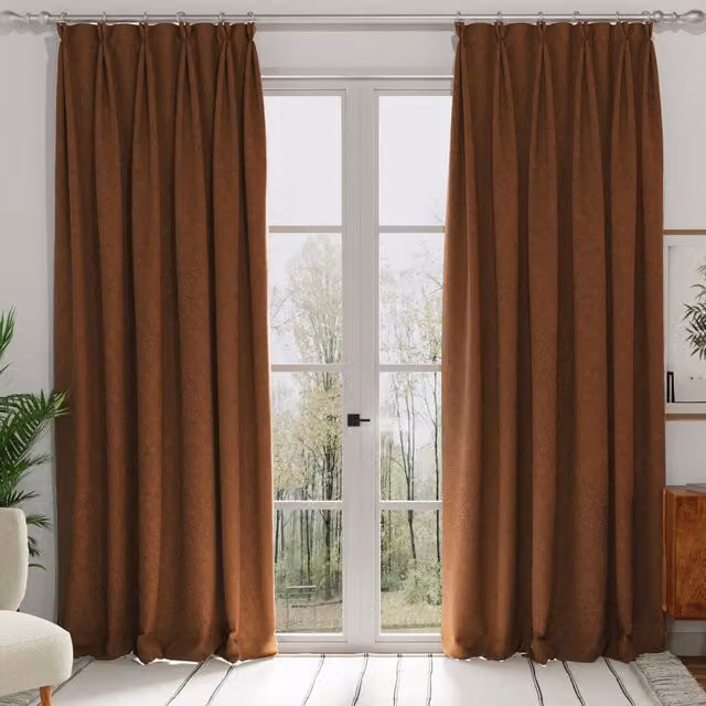 Terrys Turin Made to Measure Opaque Velvet Curtain in Rust Orange and Brown