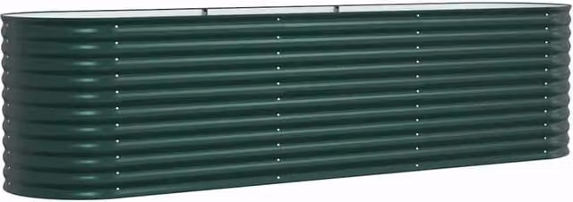 Berkfield Home Garden Green Galvanised Steel Raised Bed W: 320 cm, D: 80 cm, H: 81 cm
