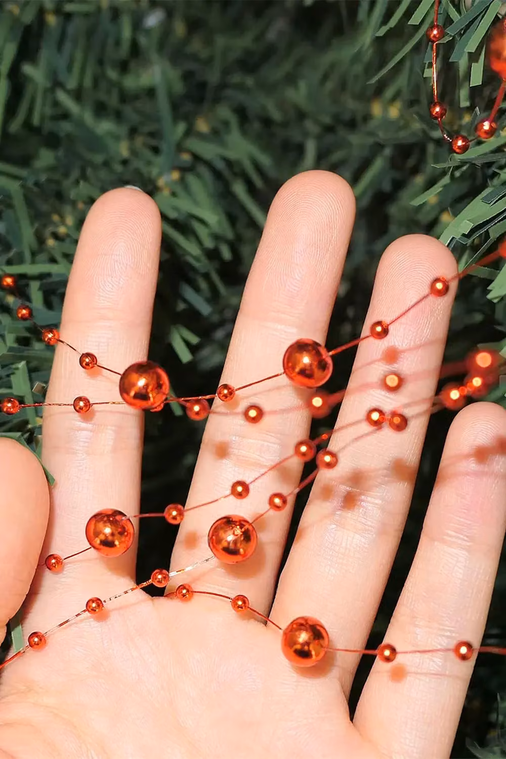 Neel Blue 9m Metallic Bead Chain Christmas Pearl Garland in Red and Gold – 3
