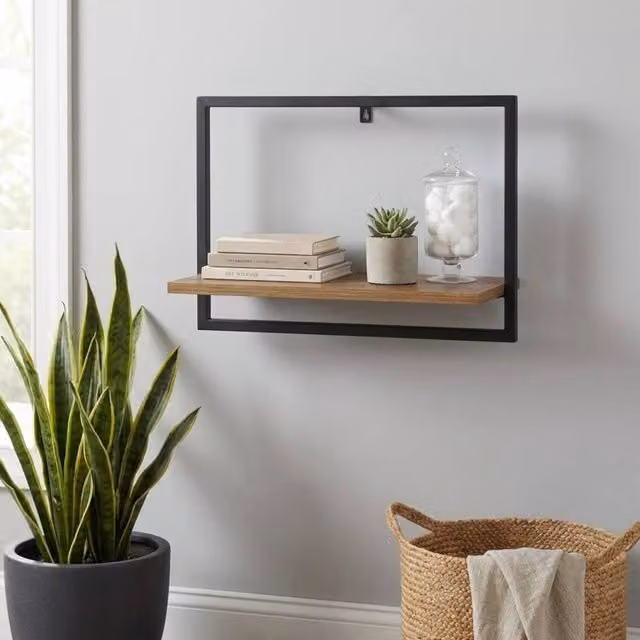 Garden Greatness Multicolour Floating Wooden Wall Mounted Shelf