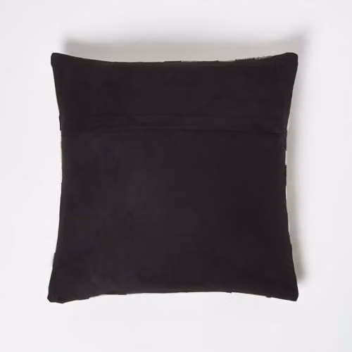 Homescapes Geometric Block Leather Cushion in Brown and Beige, W/D/H: 45 x 45 x 45 cm – 4