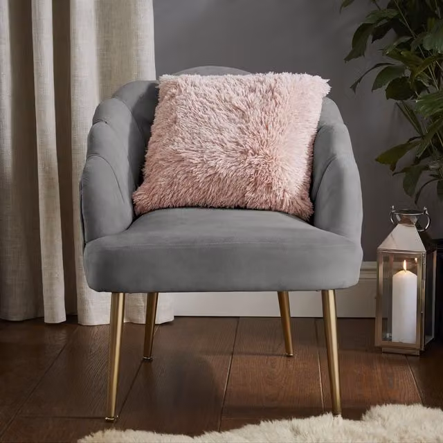 Catherine Lansfield Cuddly Faux Fur Square Cushion, Pink, W x D: 45 x 45 cm