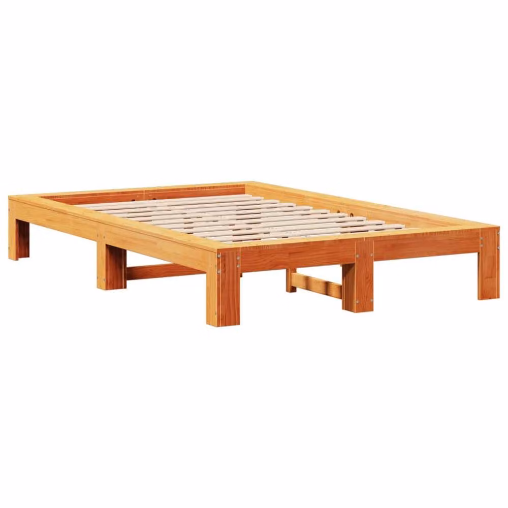 Berkfield Home Small Double Solid Wood Pine Bed Frame in Waxed Brown, W/D/H: 120 x 200 x 31.5 cm – 3