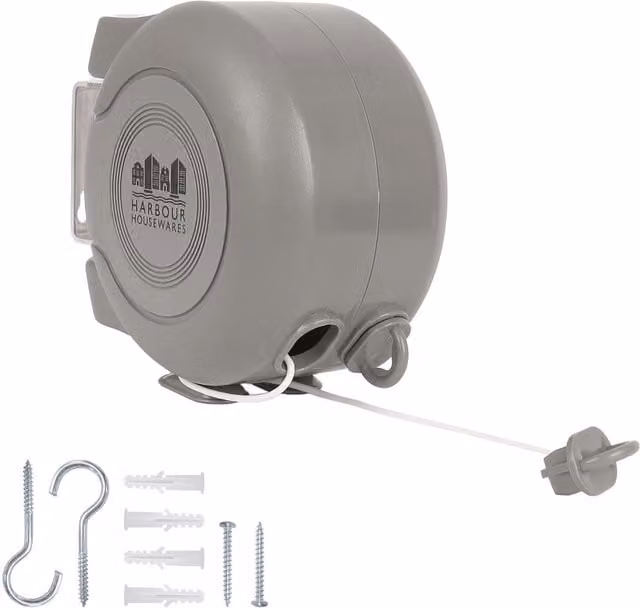 Harbour Housewares Retractable Dual Cord Washing Line in Grey