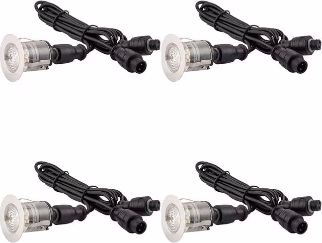 Loops 4 Pack Single 35mm Recessed Decking Light Module, CCT LED, Silver Stainless Steel and Transparent Polycarbonate – 4