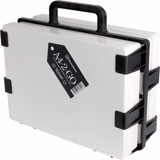 WestonBoxes A4 Portable Document Storage Box Carrier with 2 White Plastic Boxes
