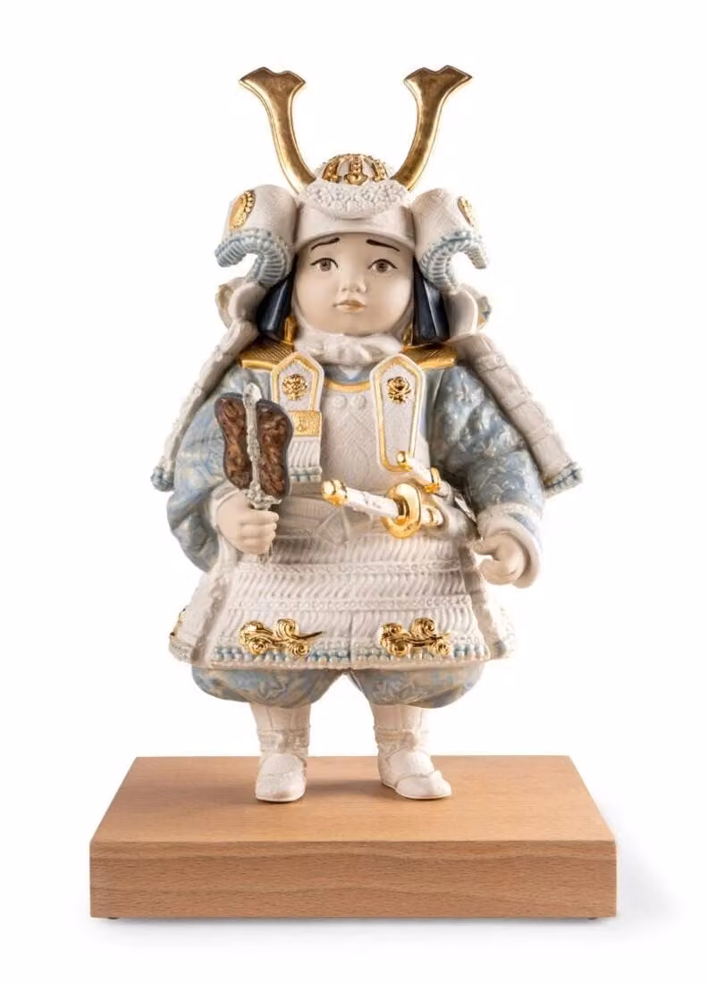 Lladró Warrior Boy Porcelain Sculpture in White and Gold Limited Edition